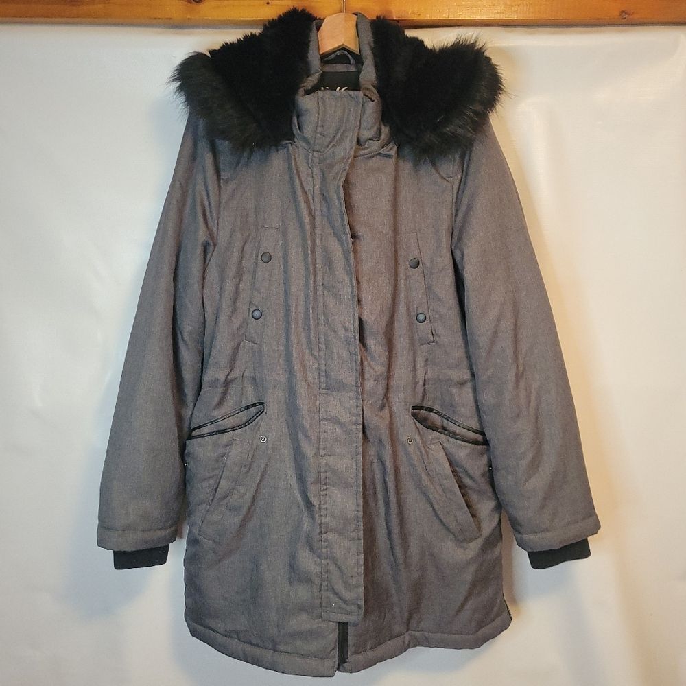 LIVIK (Addition Elle) Grey Insulated Parka With Faux Fur Trimmed Hood